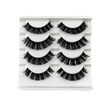 4 Pairs Eyelashes 3D 15mm DD Curl Full Strip Mink Fake Natural Long Soft Faux Cils Bulk Volume False Lashes For Daily Make Up