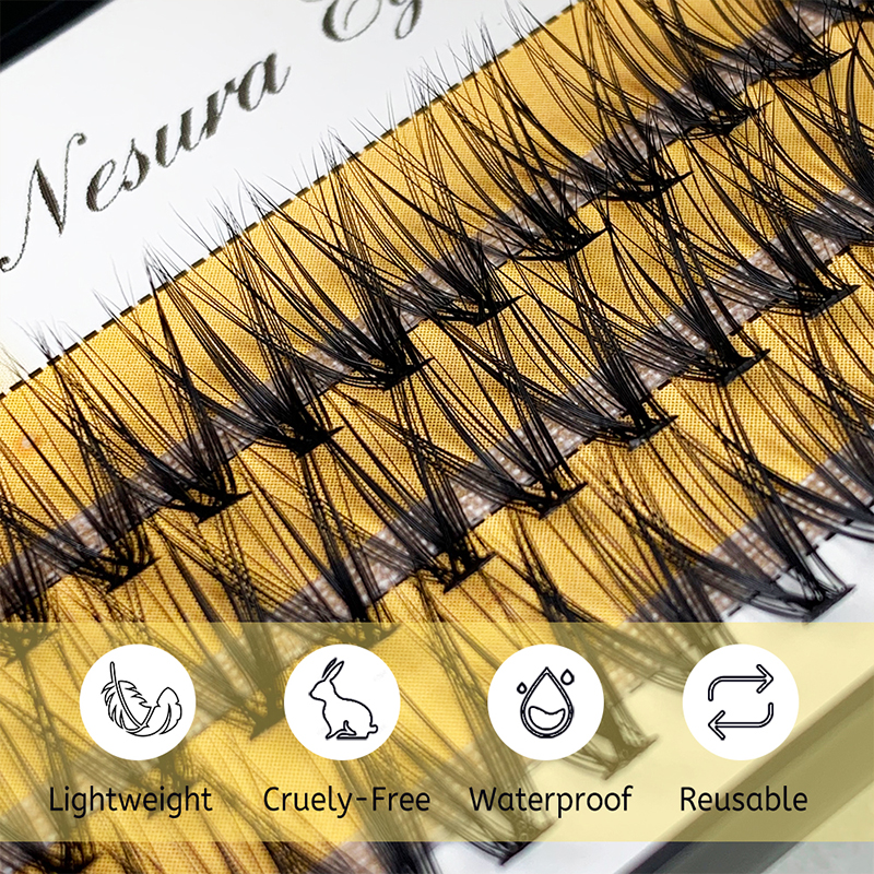 Cluster Lashes Free Shipping Individual Lashes Extensions 60 Clusters Wholesale 100% Human Fluffy 20D 12MM Segmented Make Up (8)