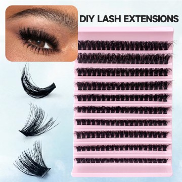 Mink Fluffy Individual Cluster Eyelash Extensions 80D Messy Volume D Curl Natural Look False Lash Wispy Segmented DIY Eyelashes