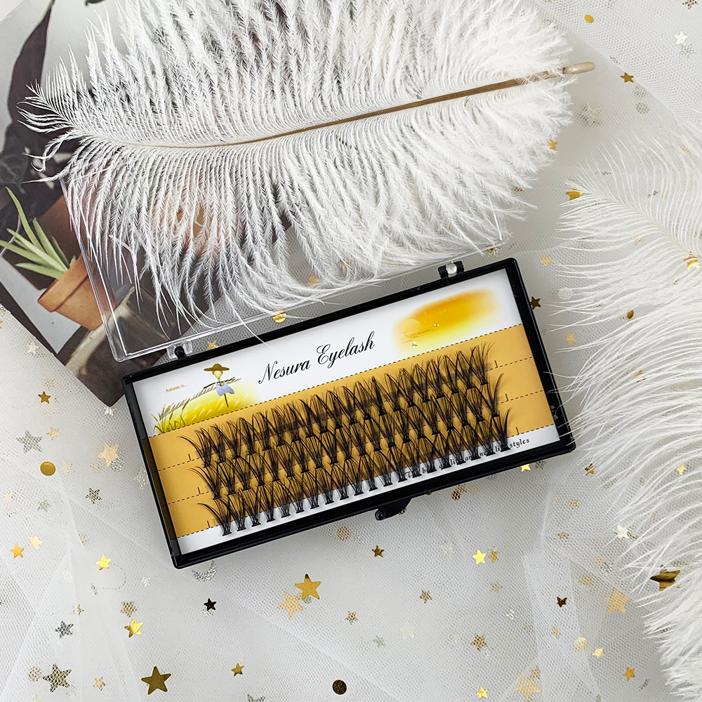 Cluster Lashes Extensions 30D 14mm Mink Individual DIY Natural Long Fake Eyelashes Segmented Fans 3 Rows Handmade Faux Fluffy (1).jpg