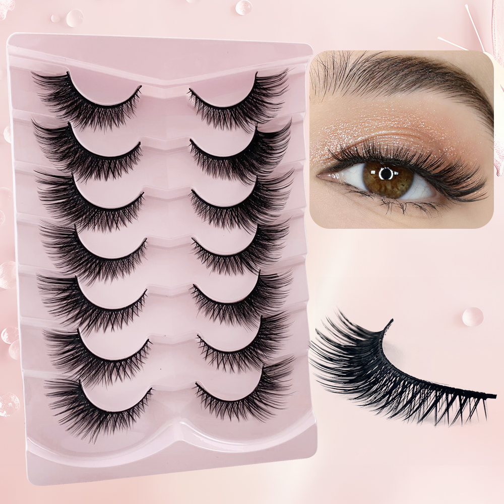 Cat Eye Winged End Fake Eyelashes – 7 Pairs Fox Lashes (7)