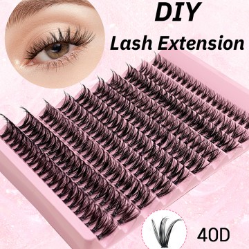 Hinarin Individual Cluster Eyelashes DIY Natural Fake Eyelash Extension DD Curl Dovetail Segmented Lashes Handmade Make Up