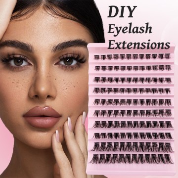 Cluter DIY Eyelash Extensions Mix Length Natural Long Fluffy Eyelashes Individual Dovetail Segmented Handmade Reusable Faux Lash
