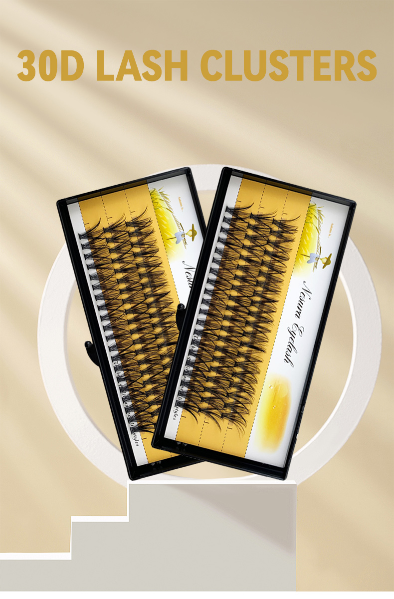 Cluster Lashes Extensions 30D 14mm Mink Individual DIY Natural Long Fake Eyelashes Segmented Fans 3 Rows Handmade Faux Fluffy (1)