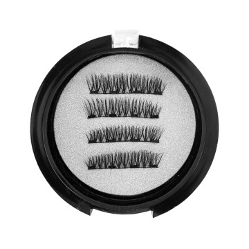 2 Pairs 4 PCS Magnetic Reusable False Eyelashes 3D Mink Fake Self Adhesive Eyelash 4 Magnets With Eyelash Curler Kit Make Up