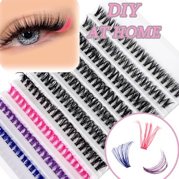Colored Lash Clusters Colorful Individual Natural Long 200 Pcs Makeup Grafting Volume False Eyelash Extensions Faux Cilias