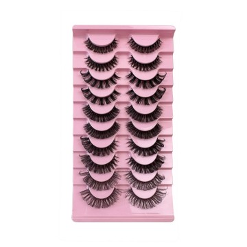 New Russian False Lashes – 10 Pairs, 3D Fluffy Volume, Reusable Mink Strip Eyelashes