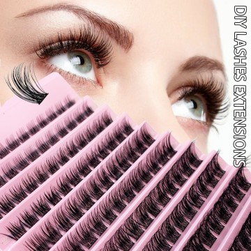 120 Clusters Segmented Eyelashes Extensions D Curl Natural Individual Fake DIY Lashes Soft Volume Wispy Fans Individual Eyelash