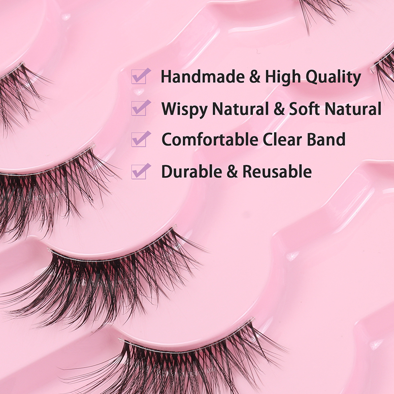 Half Lashes Mink Cat Natural Fake Eyelashes (7 Pairs) - 3D Wispy Faux Mink Lashes with Soft Black Cotton Band (5).jpg