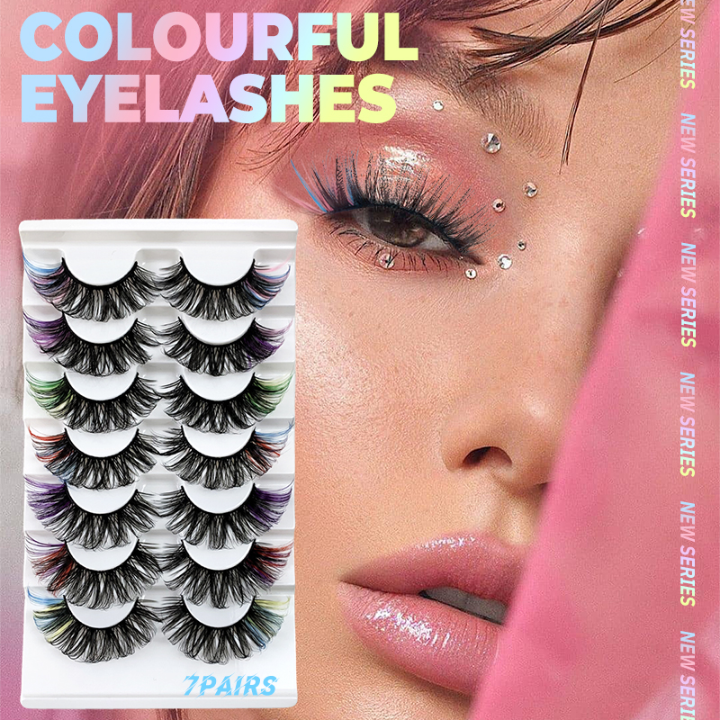 New Colorful Lashes Mix Fluffy Dramatic Cilios – 7 Pairs (DD Curl, Mink Lashes) (2)