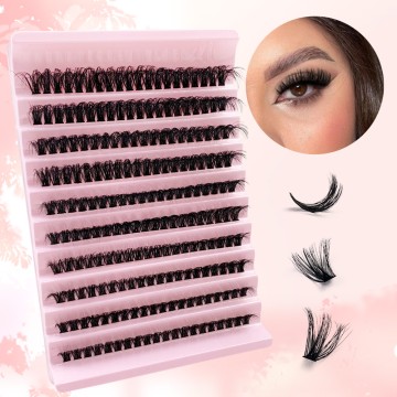 60D D Curl 8-16mm Cluster Individual Eyelashes Fluffy Messy Style Mink Lash Extensions Soft 200 Bundles Mixed Length DIY Make Up