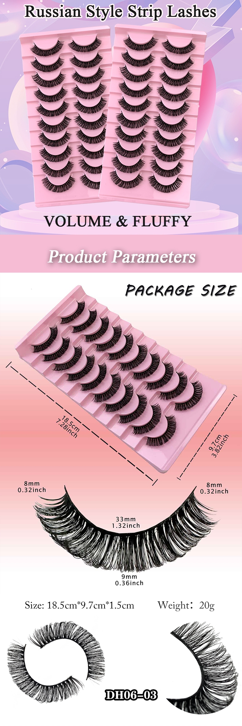 Russian Strip Lashes Fluffy Mink – 10 Pairs of 3D Volume Handmade Fake Eyelashes-1 (1)