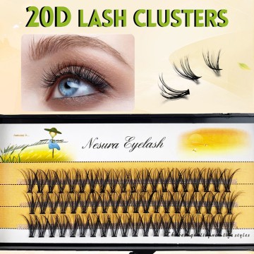 Cluster Lashes Free Shipping Individual Lashes Extensions 60 Clusters Wholesale 100% Human Fluffy 20D 12MM Segmented Make Up