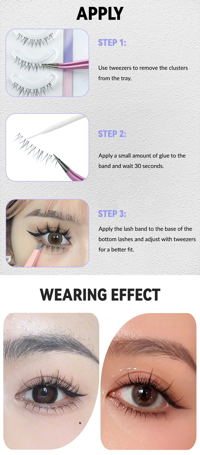 Transparent Band Natural Long False Lower Eyelashes – Reusable Korean Girl Group Makeup Tool (10)