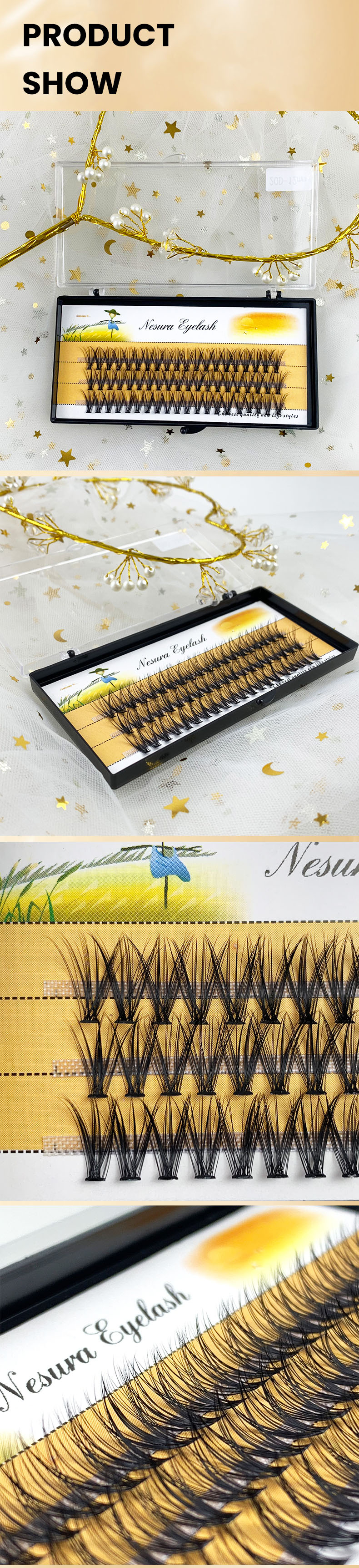 Cluster Lashes Free Shipping Individual Lashes Extensions 60 Clusters Wholesale 100% Human Fluffy 20D 12MM Segmented Make Up (6)