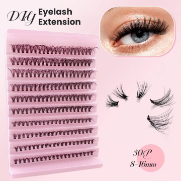30D Messy Individual Eyelashes DIY Volume D Curl Natural Look Cluster Handmade Bundles 200 PCS Fake Lash Extensions Mixed Length