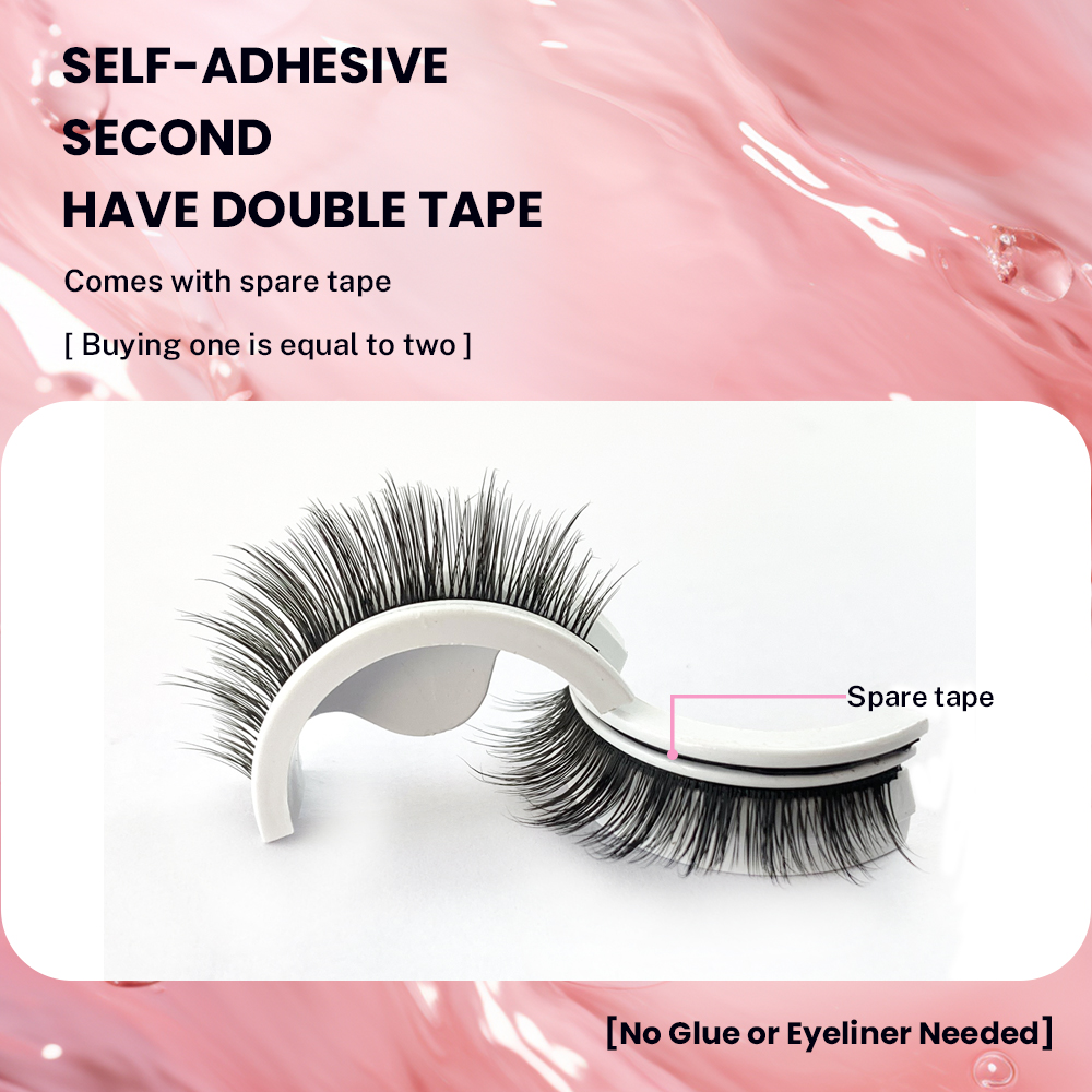 Self-Adhesive Reusable False Eyelashes – Natural Long, Glue-Free & Waterproof (10 Pairs) (4)