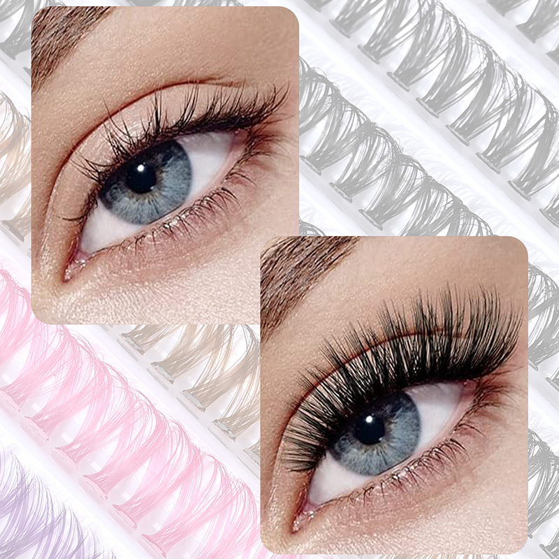 Colored Lash Clusters Colorful Individual Natural Long 200 Pcs Makeup Grafting Volume False Eyelash Extensions Faux Cilias (4)